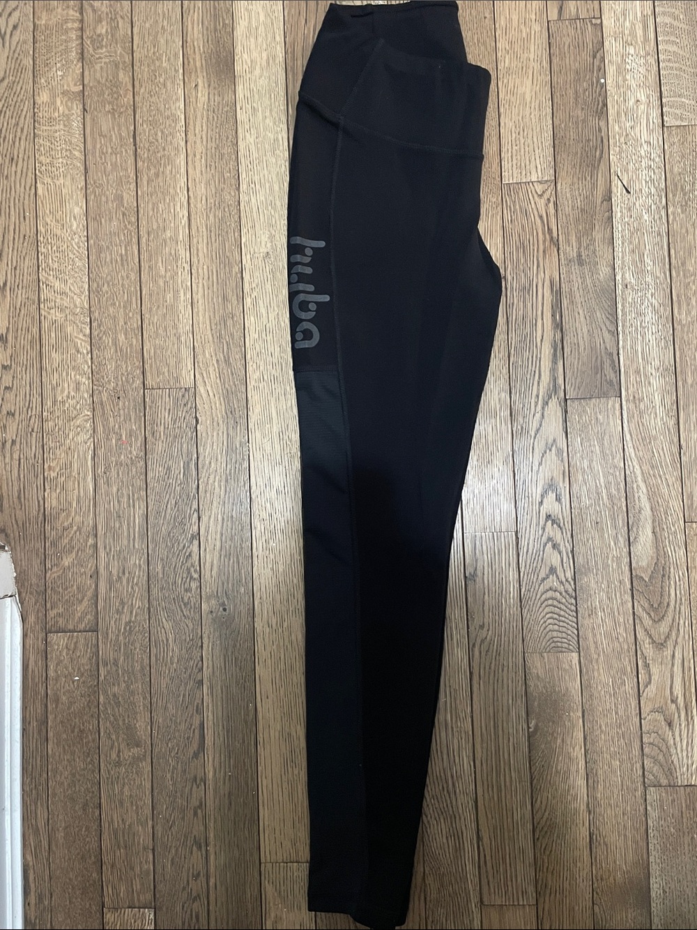 Black High-Waist Leggings with Side Panel